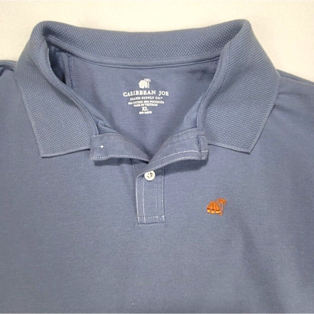 Caribbean Joe Men's Polo Shirt Blue Casual Cotton Embroidered Logo XL - Picture 2 of 8